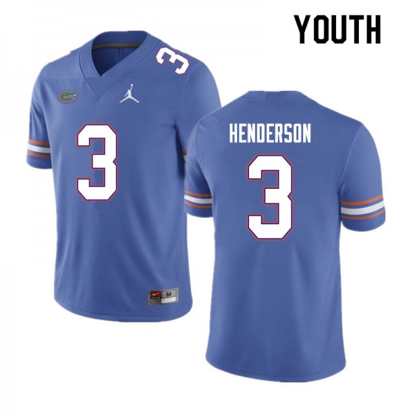 Youth #3 Xzavier Henderson Florida Gators College Football Jerseys Blue